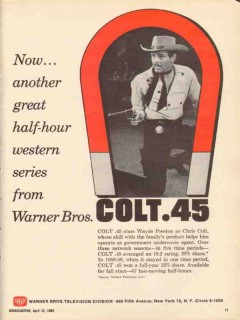 warner bros 1965 another great half hour western colt .45 vintage ad warner bros 1965 another great half hour western colt .45 vintage ad
