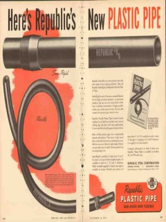republic steel corporation 1953 new plastic flexible pipe vintage ad