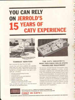 jerrold electronics corp 1965 you can rely catv experience vintage ad