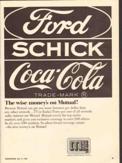 mutual broadcasting system 1965 ford schick coca cola wise vintage ad mutual broadcasting system 1965 ford schick coca cola wise vintage ad