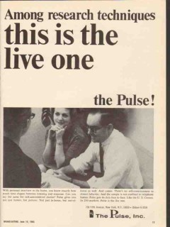 the pulse inc 1965 research techniques this is the live one vintage ad the pulse inc 1965 research techniques this is the live one vintage ad