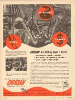 Chiksan Company 1953 Vintage Ad Oil Manifolding Saves 3-Ways Economy