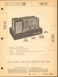 electro-voice model a30 30 watt audio amplifier sams photofact manual electro-voice model a30 30 watt audio amplifier sams photofact manual