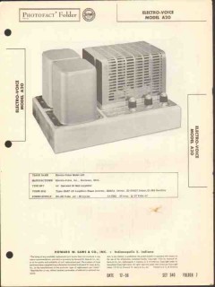 electro-voice model a20 20 watt audio amplifier sams photofact manual electro-voice model a20 20 watt audio amplifier sams photofact manual