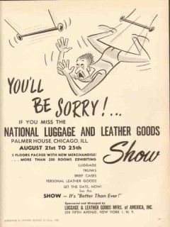 Luggage Leather Goods Mfr 1950 Vintage Ad Show Palmer House Chicago IL