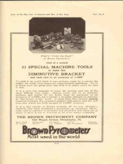 brown instrument company 1922 special machine tools vintage ad
