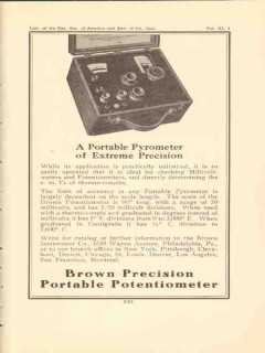 brown instrument company 1922 portable pyrometer precision vintage ad
