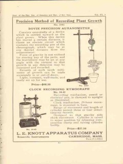l e knott apparatus company 1922 precision auxanometer vintage ad