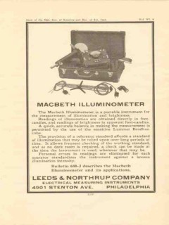 leeds northrup company 1922 macbeth illuminometer vintage ad
