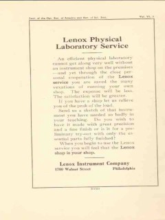 lenox instrument company 1922 physical laboratory service vintage ad