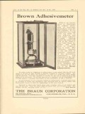 braun corporation 1923 brown adhesivemeter stickiness vintage ad