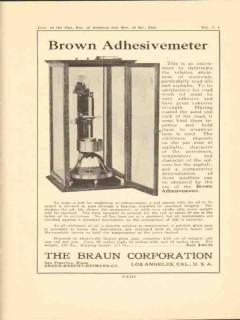 braun corporation 1923 brown adhesivemeter stickiness vintage ad