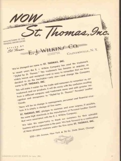 E J Wilkins Company 1950 Vintage Ad Leather Goods St Thomas Inc Now