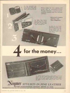 Noymer Mfg Company 1950 Vintage Ad Leather Billfolds Wallets Money