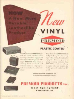 Premoid Products Inc 1950 Vintage Ad Vinyl Plastic Coated Leatherlike