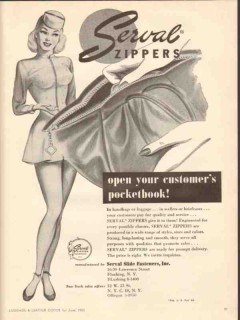 serval slide fasteners inc 1950 open customers pocketbook vintage ad