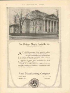 ruud mfg company 1912 first christian church louisville ky vintage ad