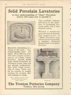 trenton potteries company 1912 solid porcelain lavatories vintage ad