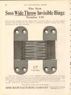 soss mfg company 1912 wide throw invisible hinge vintage ad