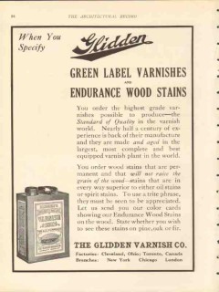glidden varnish company 1912 green label endurance stains vintage ad