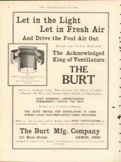 burt mfg company 1912 let in light fresh air ventilation vintage ad