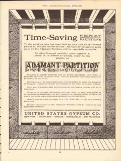 united states gypsum company 1910 time-saving fireproof vintage ad