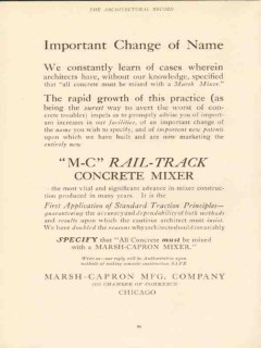 marsh-capron mfg company 1910 mc rail track concrete mixer vintage ad 