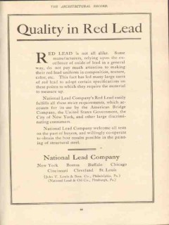 national lead company 1910 quality in red lead not alike vintage ad