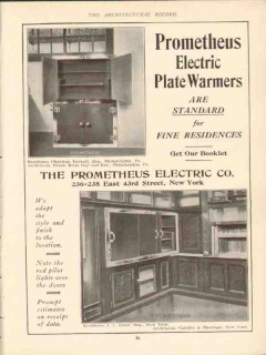 prometheus electric company 1910 plate warmers are standard vintage ad
