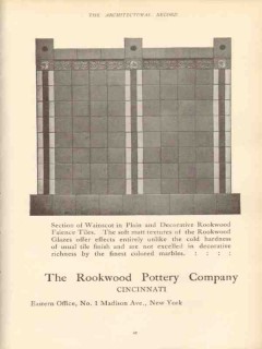 rookwood pottery company 1910 wainscot plain faience tiles vintage ad