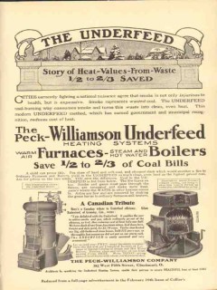 peck-williamson company 1910 the underfeed heat value saved vintage ad