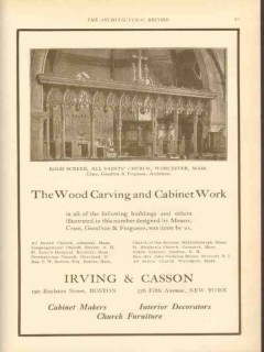 irving and casson 1911 all saints church worcester ma rood vintage ad