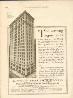 l wolff mfg company 1911 steger building chicago plumbing vintage ad