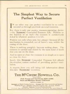 mccrum-howell company 1911 secure perfect ventilation vintage ad