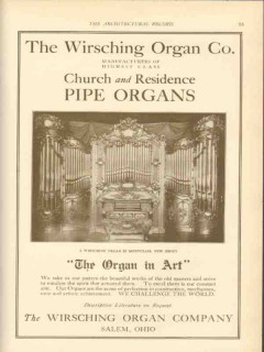 wirsching organ company 1911 church residence pipe organs vintage ad