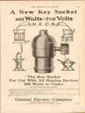general electric company 1913 new key sockets 660w 225v vintage ad