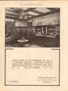 johnson-schweizer company 1913 fk vorhees chicago il dining vintage ad