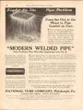national tube company 1913 light on the pipe problem welded vintage ad