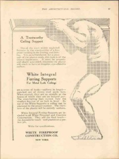 white fireproof construction company 1913 ceiling support vintage ad