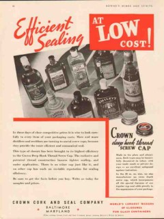 crown cork seal co 1934 efficient sealing deep hook thread vintage ad