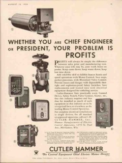 cutler-hammer inc 1934 your problem is profit motor control vintage ad cutler-hammer inc 1934 your problem is profit motor control vintage ad