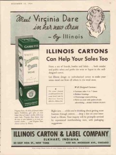 illinois carton label company 1934 meet virginia dare vintage ad illinois carton label company 1934 meet virginia dare vintage ad