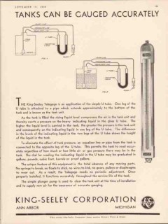 king-seeley corp 1934 tanks can be gauged accurately vintage ad