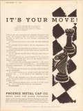 phoenix metal cap company 1934 chess its your move closure vintage ad