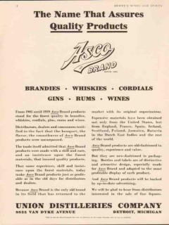 union distilleries company 1934 asco brand assures quality vintage ad