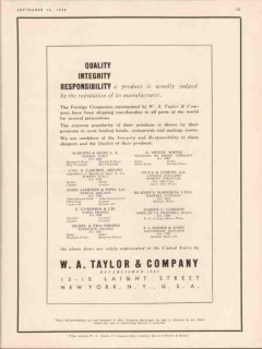 w a taylor company 1934 quality integrity responsibility vintage ad