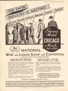 national wine liquor show convention 1935 stevens hotel vintage ad