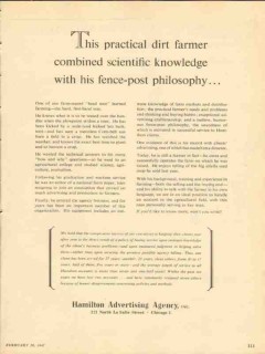 hamilton advertising agency 1947 practical dirt farmer vintage ad