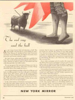 new york mirror red rag bull newspaper media trade magazine vintage ad