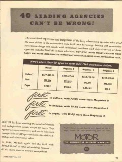 motor 1947 leading agencies automotive business magazine vintage ad